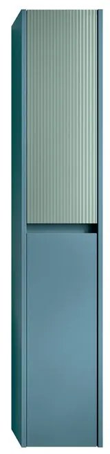 Colonna per mobile bagno Niwa 2 ante P 27 x L 30 x H 160 cm laccato opaco blu pacifico con vetro verde timo cannettato