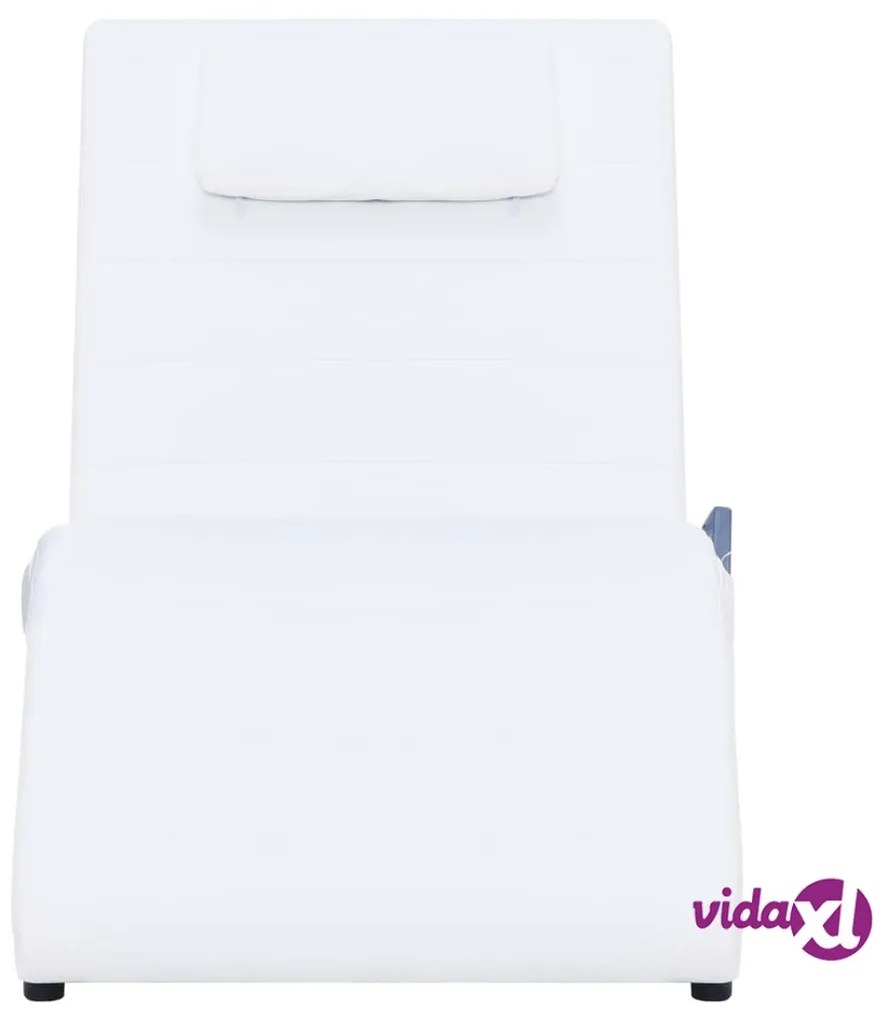 vidaXL Sdraio Massaggiante con Cuscino Bianco in Similpelle