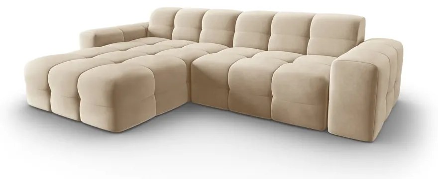 Divano angolare in velluto beige (angolo sinistro) Kendal - Micadoni Home