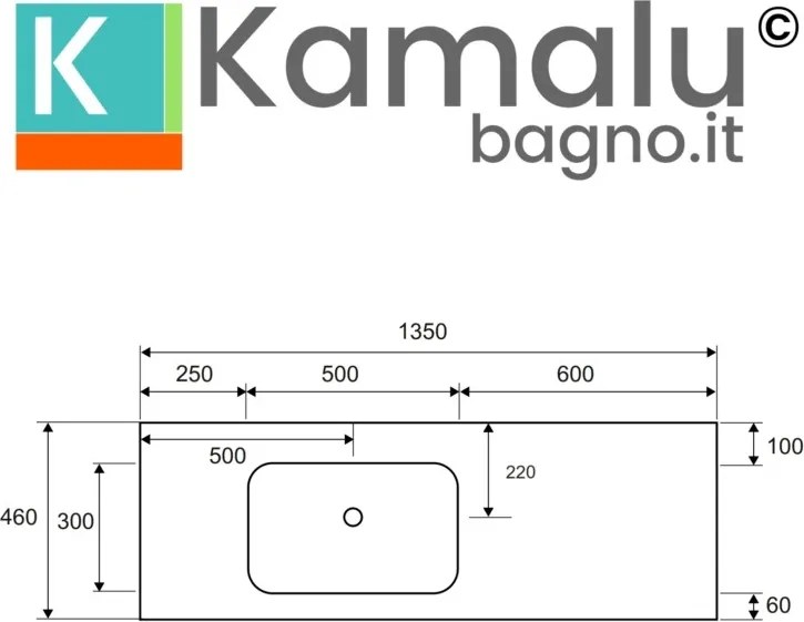 Mobile sospeso 135 cm struttura metallica e ripiano SOP-135 - KAMALU