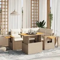 Set Divano da Giardino 5 pz con Cuscini Beige in Polyrattan 3273501