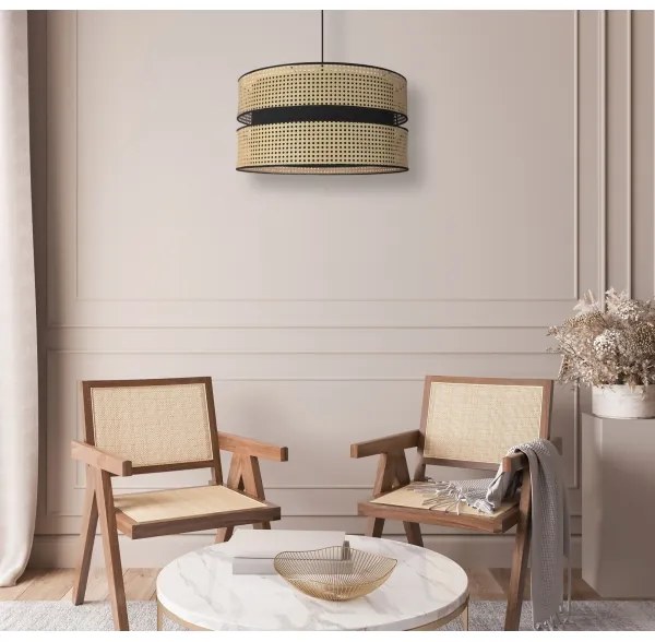 Duolla - Lampadario a sospensione con filo DUO 1xE27/15W/230V diametro 40 cm rattan/nero