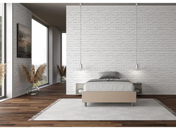 Letto Sommier contenitore imbottito 120x190 similpelle tortora Azelia