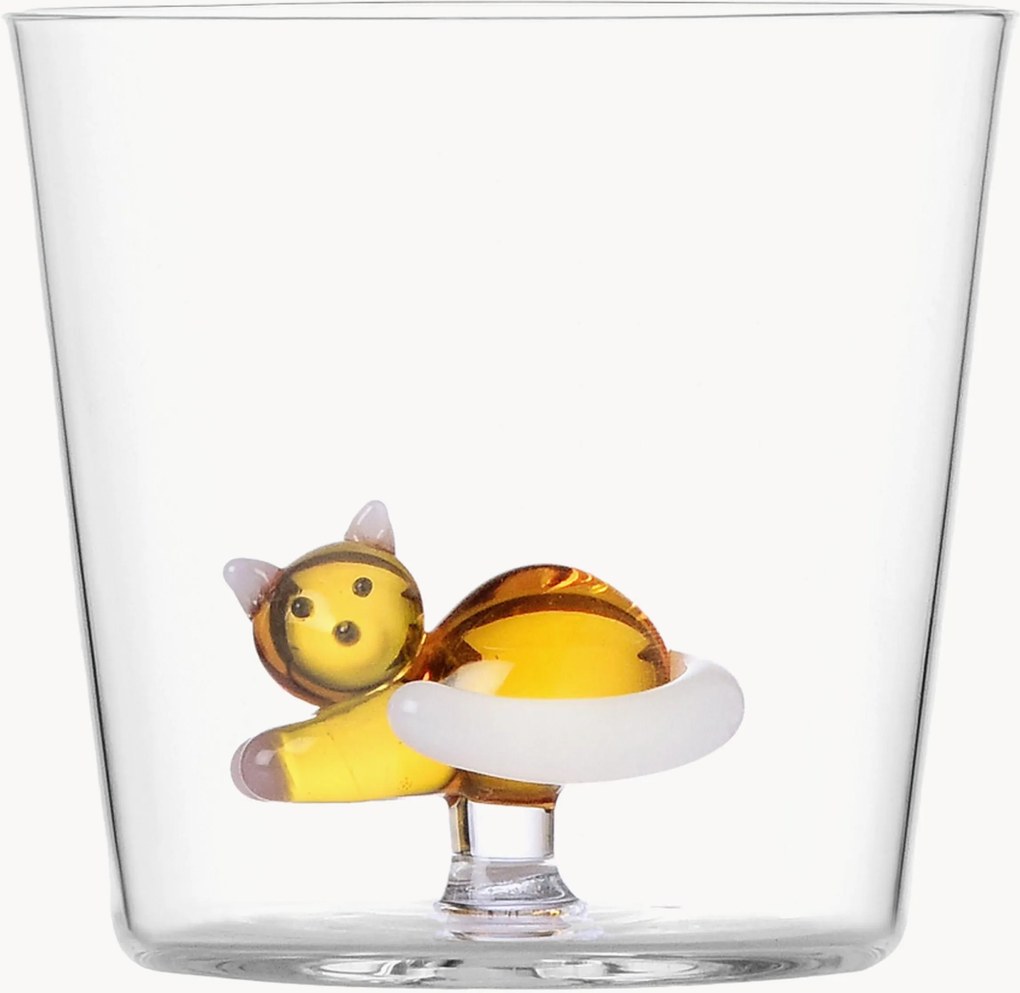 Bicchiere in vetro borosilicato fatto a mano Tabby Cat