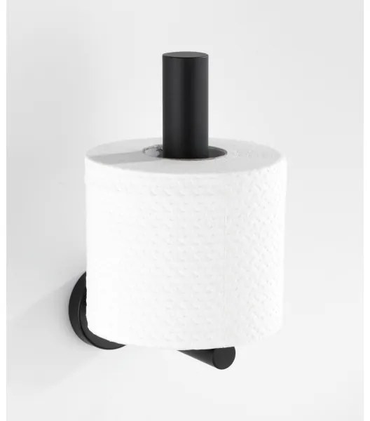 WENKO 24262100-Portarotolo per carta igienica BOSIO BLACK 8x18 cm acciaio inossidabile/argento