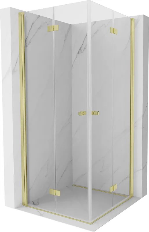 Mexen Mist-F Duo cabina doccia pieghevole 80 x 80 cm, trasparente, oro spazzolato - 8A6-080L-080P-55-00