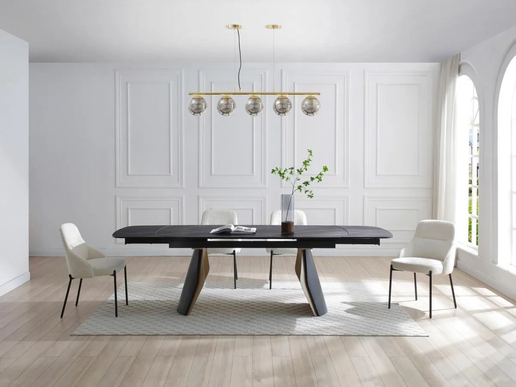 Lampadario in metallo e vetro fumé lucido - 5 globi - L. 100 x H. 100 x H. 120 cm - Dorato - SOFIA