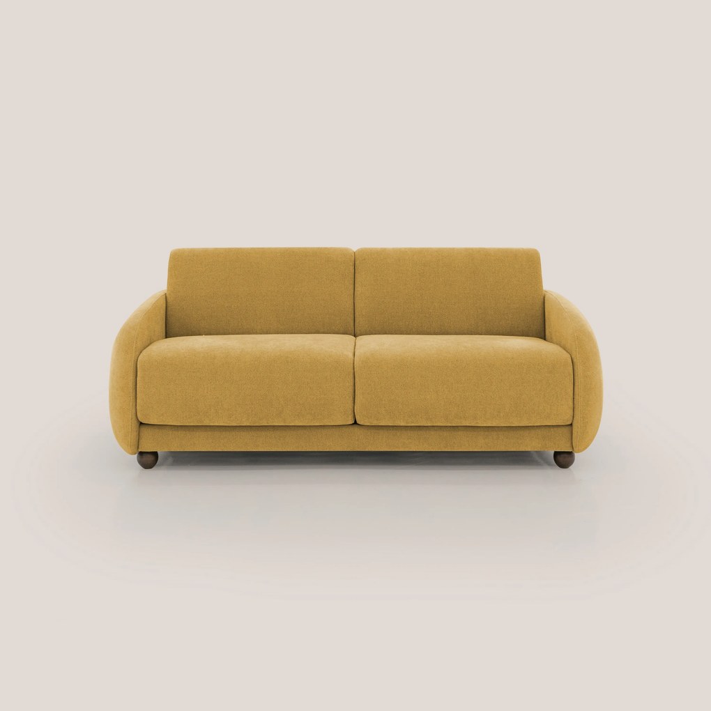 Giglio divano letto scandinavo japandi con materasso H18 cm in tessuto Bouclé impermeabile T07