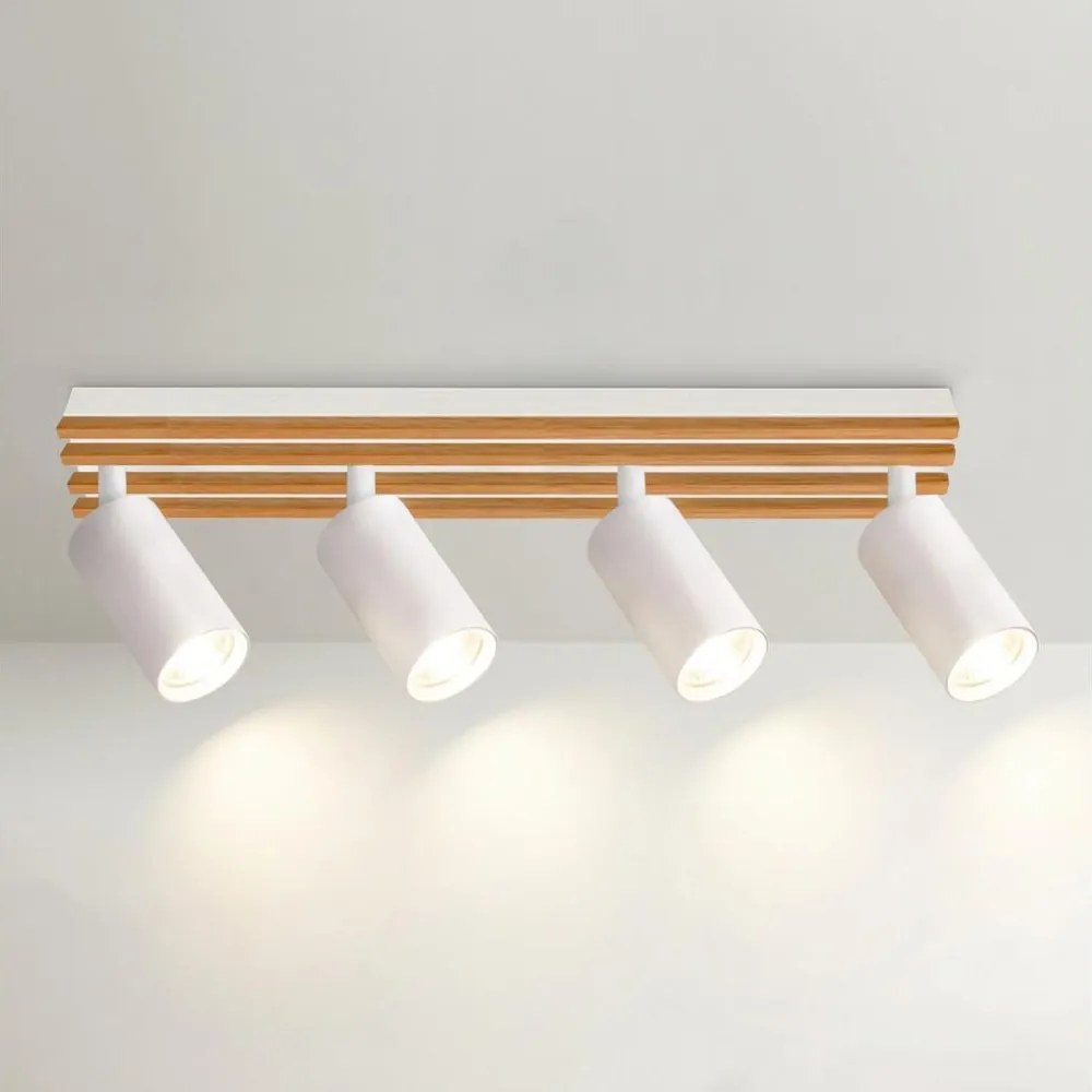 Brilagi - Faretto SELE WOOD ACOUSTIC 4xGU10/30W/230V bianco/legno