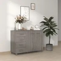 Credenza HAMAR Grigio Chiaro 113x40x80cm Legno Massello di Pino 340447