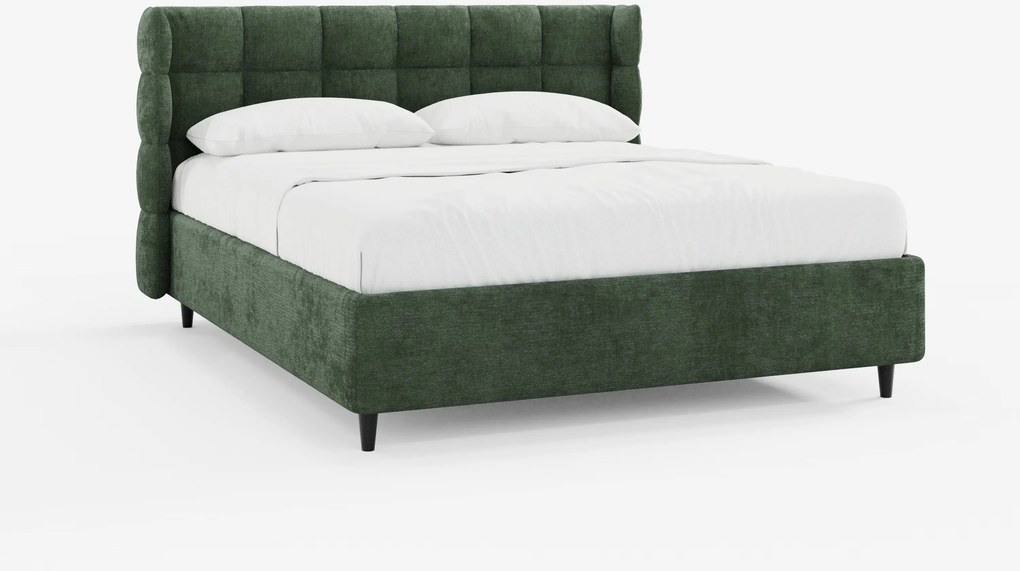RAGNAR letto imbottito con vano contenitore e testiera capitonné avvolgente - elegante tessuto certificato Oeko-Tex®