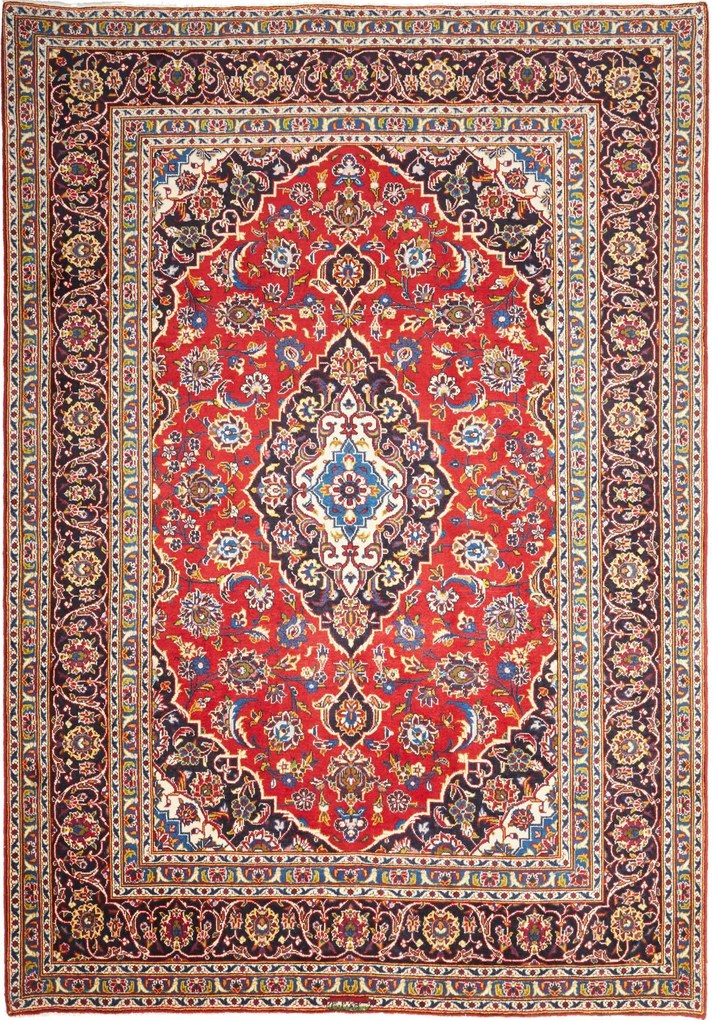 Kashan Tappeto 200 x 280 Blu (Iran) Annodato A Mano