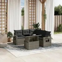 Set Divano da Giardino 6 pz con Cuscini Grigio in Polyrattan 3267900