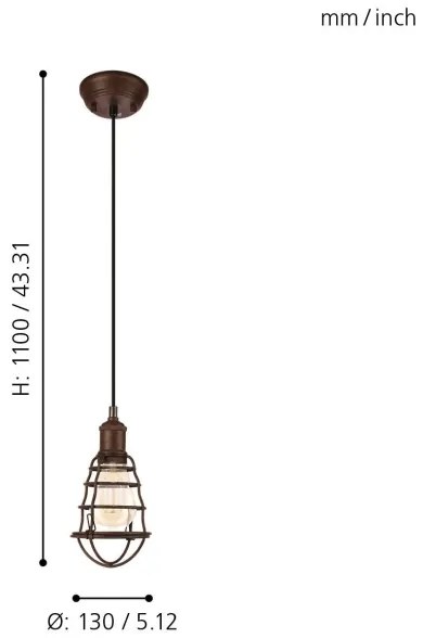 Eglo 49809 - Lampada a sospensione PORT SETON 1xE27/60W