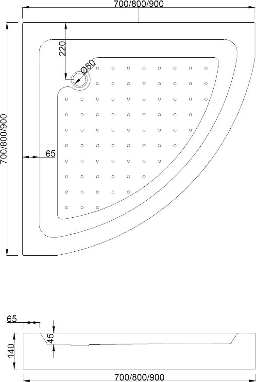 Mexen Rio cabina doccia semicircolare 70 x 70 cm, trasparente, nero + piatto doccia, bianco - 863-070-070-70-00-4710