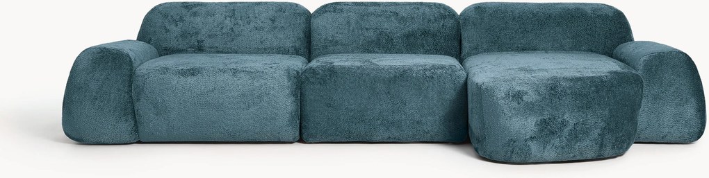 Divano angolare componibile 4 posti in teddy bouclé Wolke