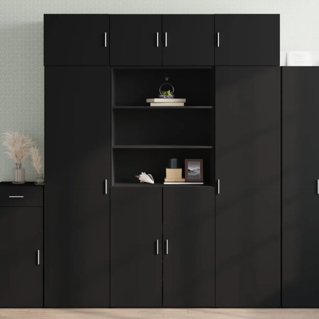 Credenza Nera 80x42,5x185 Cm İn Legno Multistrato /