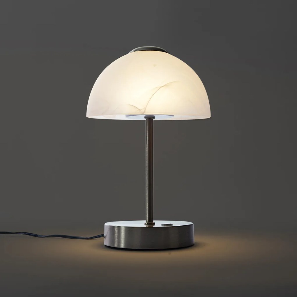 Lampada da tavolo di design in acciaio con vetro opale con LED dimmerabile - Joya