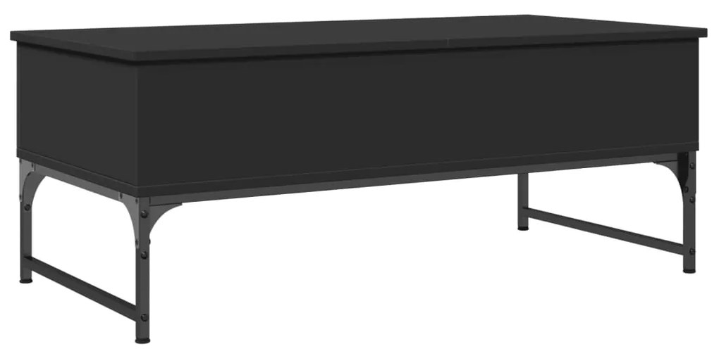 Tavolino salotto nero 100x50x40 cm legno multistrato e metallo