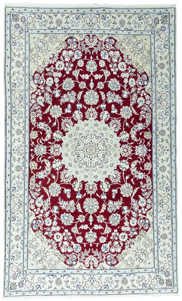 Nain Tappeto 210 x 130 Rosso (Iran) Annodato A Mano