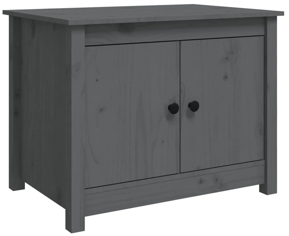 Tavolino da Salotto Grigio 71x49x55 cm Legno Massello di Pino