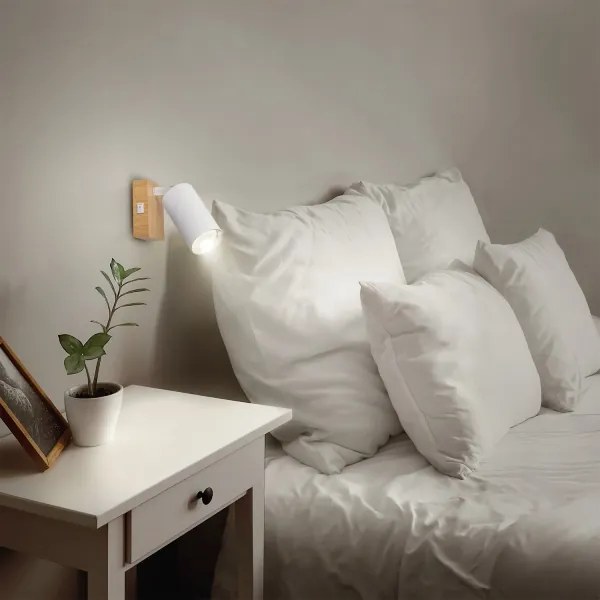 Brilagi - Faretto da parete orientabile SELE 1xGU10/30W/230V bianco/effetto rovere