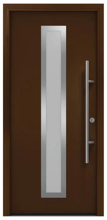 Portoncino d'ingresso HORMANN Iso Pro Secur 700s con vetro L 80 x H 210 cm in acciaio marrone, apertura tirare a destra