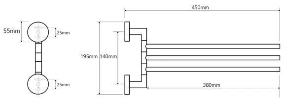 Sapho - Porta asciugamani a parete girevole X-ROUND 19,5x45 cm cromo lucido