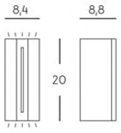 Applique Esterno Moderna Vision Alluminio E Termoplastica Bianco Led 8+4W 4000K