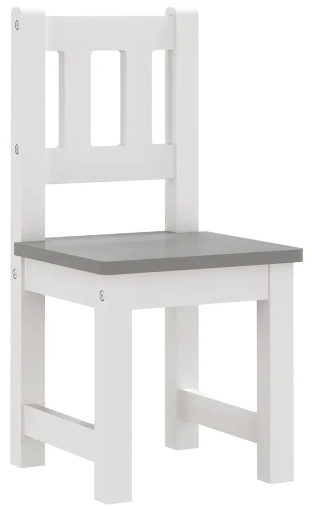 Set tavolo e sedie per bambini 3 pezzi bianco e grigio in mdf