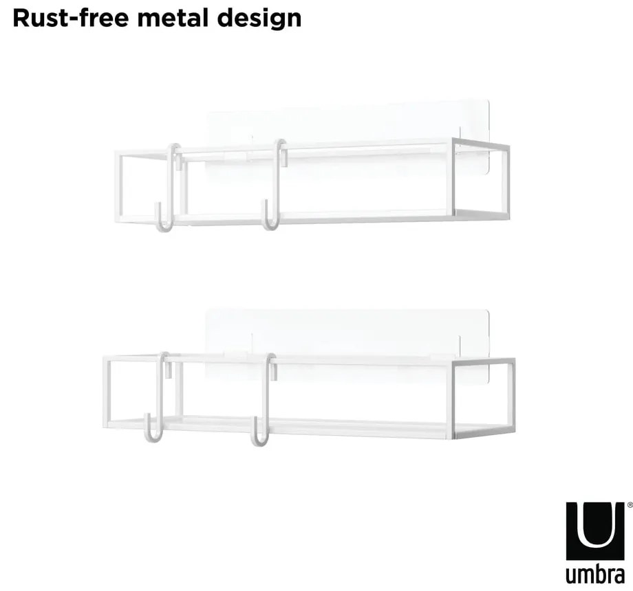 Mensola da bagno autoportante in acciaio bianco Cubiko - Umbra