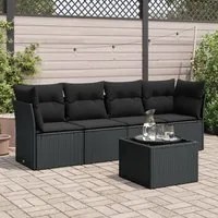 Set Divani da Giardino 5 pz con Cuscini in Polyrattan Nero 3249074