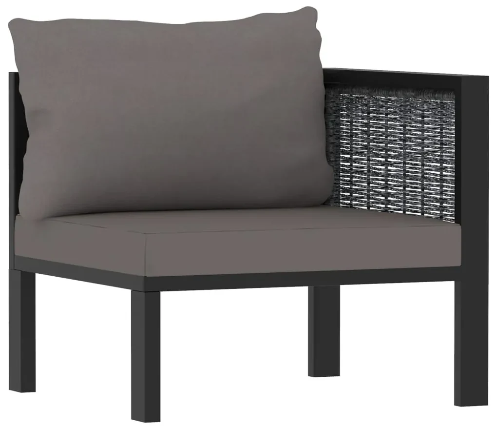 Divano a 3 posti con cuscini antracite in polyrattan