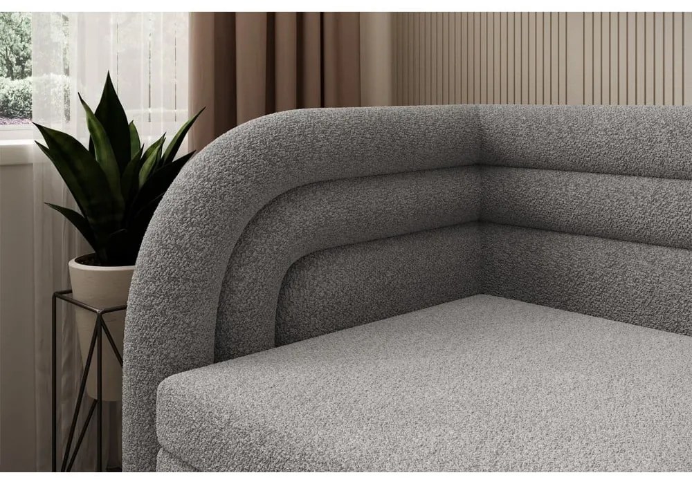 Divano grigio allungabile/con contenitore con penisola a sinistra e rivestimento in bouclé 223 cm Fabillo – ELTAP