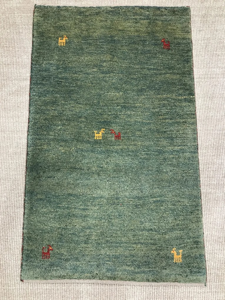 Gabbeh Tappeto persiano 120x70 Verde (Iran) Annodato A Mano