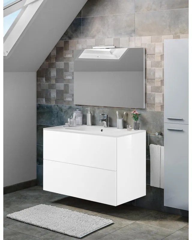 Mobile sottolavabo e lavabo Neo bianco L 90 x H 64 x P 48 cm