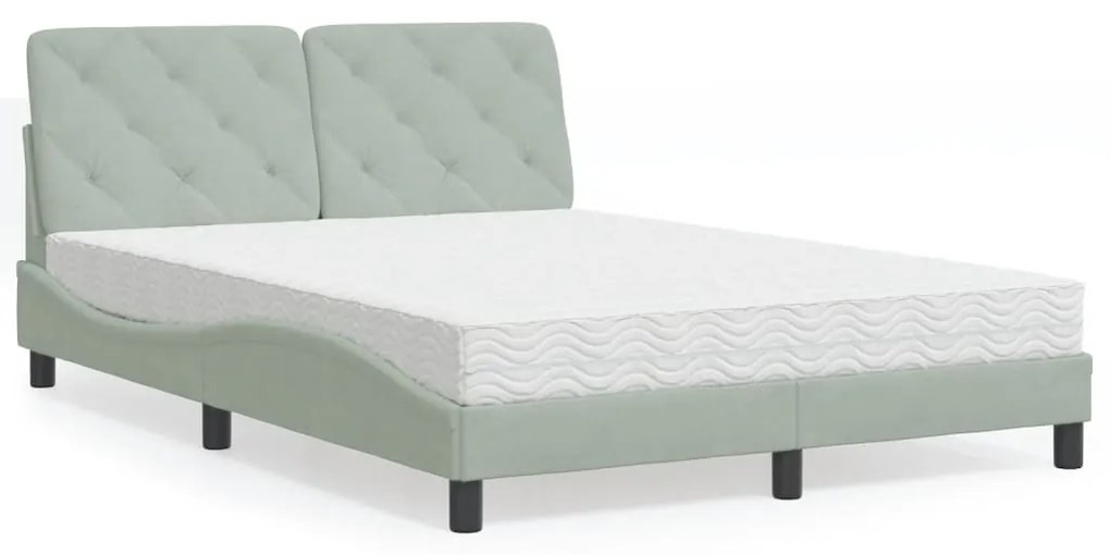 Letto Con Materasso Grigio Chiaro 120x200 Cm İn Velluto /