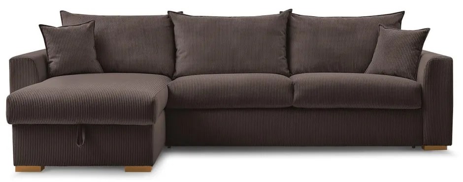Divano angolare marrone allungabile (con composizione variabile) con rivestimento in velluto a coste Augustin – Bobochic Paris