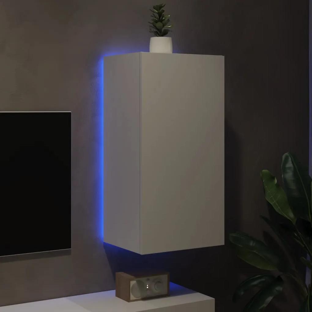 Mobile tv a parete con luci led bianco 40,5x35x80 cm