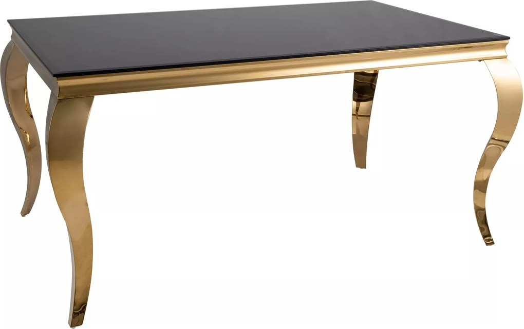 Tavolo Prince in vetro nero e acciaio dorato – 150x90x75 cm