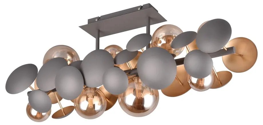 Lampada da soffitto con paralume in vetro grigio-oro 76x22 cm Bubble - Trio Select