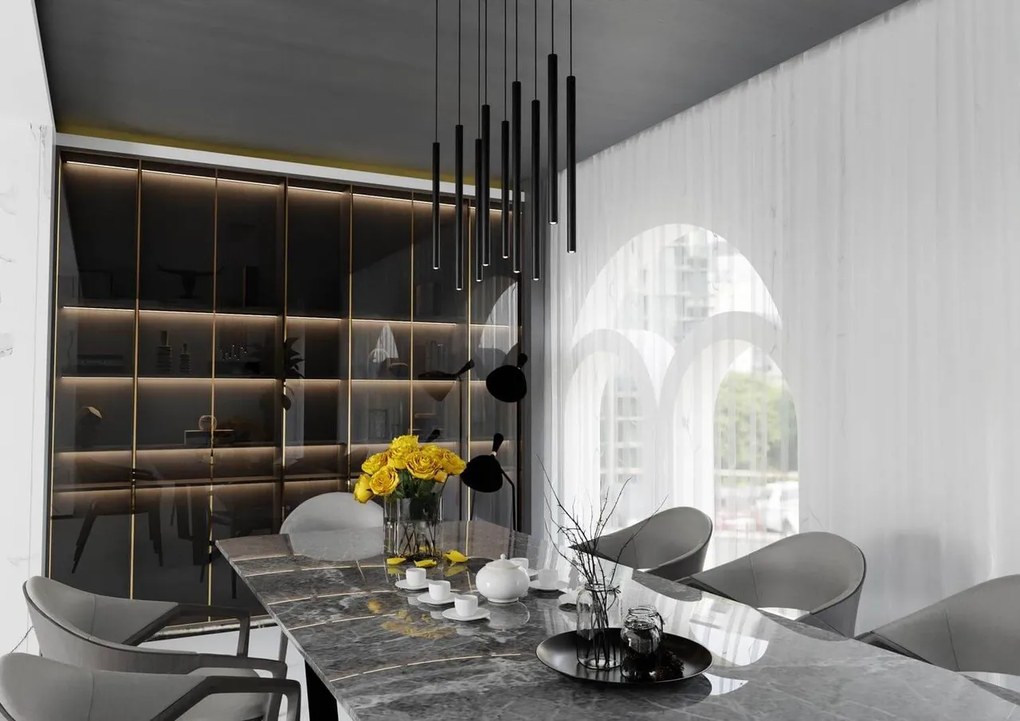 Lampada a Sospensione SELTER 9 BLACK WHITE e GOLD