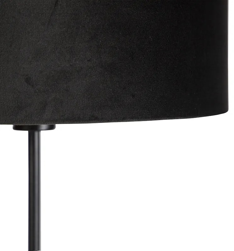 Lampada da terra nera con paralume in velluto nero con oro 35 cm - Parte