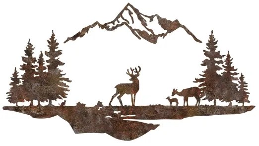 Decorazione da muro 2 pz 70x38 cm cervo metallo/marrone