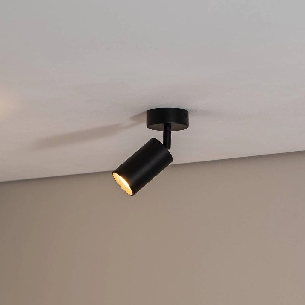 Argon Faretto da soffitto Sado nero acciaio, orientabile a 1 luce rotondo