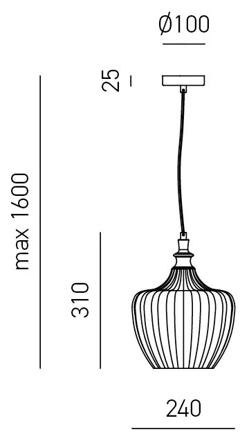 Sospensione Contemporanea Cleofe Metallo Ottone Vetro Ambra 1 Luce E27 D.24Cm