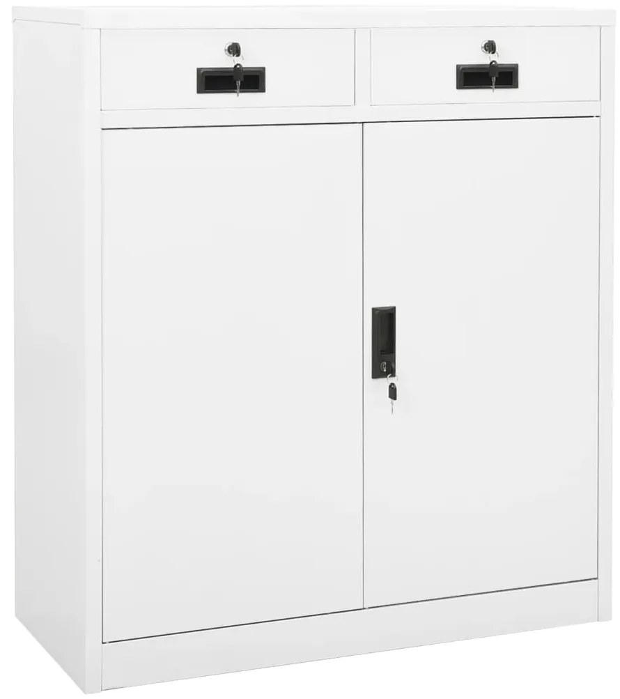 Armadio Per Ufficio Bianco 90x40x102 Cm İn Acciaio /