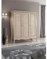 Armadio classico 3 porte in legno shabby avorio tortora 182x64x212