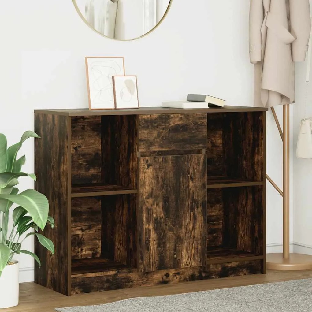 Credenza Con Cassetto Rovere Fumo 101x35x76 Cm İn Truciolato /