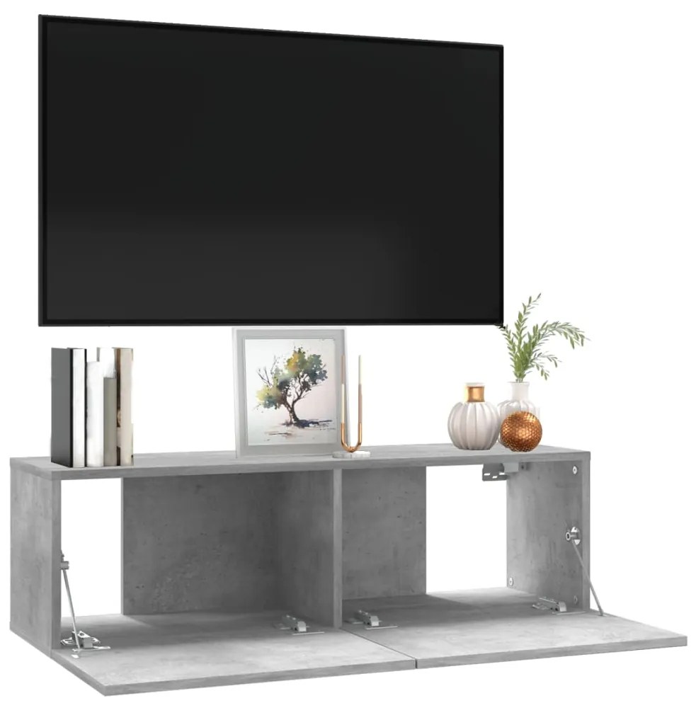 Mobile porta tv grigio cemento 100x30x30 cm in truciolato